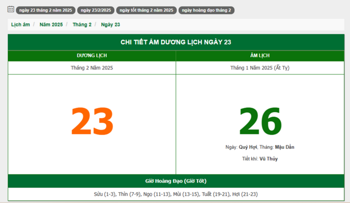 Hôm nay (23/2/2025), có phải ngày đẹp không?