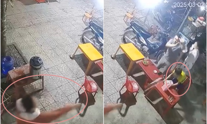 Clip: Phẫn nộ cảnh người phụ nữ cầm vật cứng ném trúng đầu một em bé
