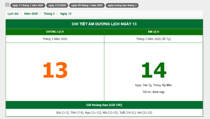 Hôm nay (13/3/2025), có phải ngày đẹp không?
