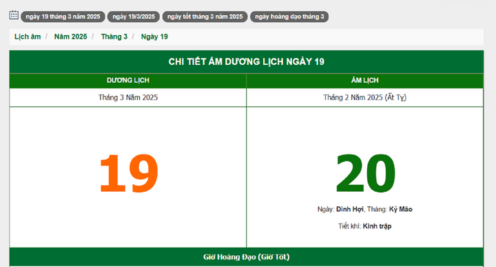 Hôm nay (19/3/2025), có phải ngày đẹp không?