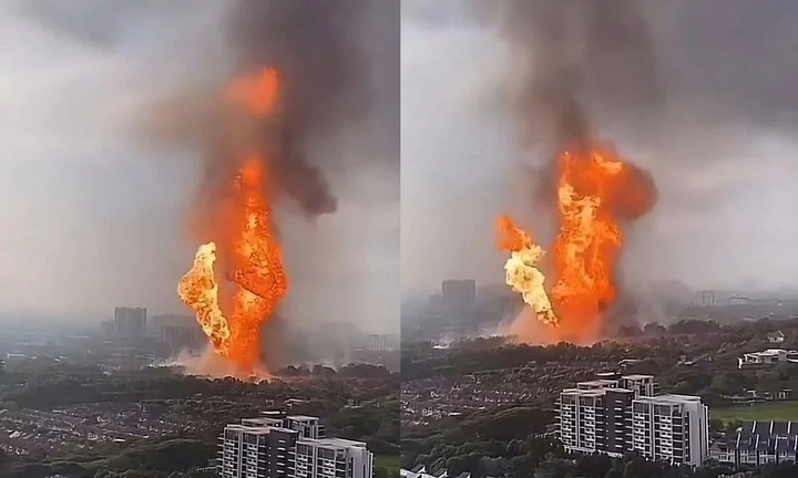 Clip: Cột lửa cao hàng trăm mét tại hiện trường vụ nổ kinh hoàng ở thủ đô Malaysia