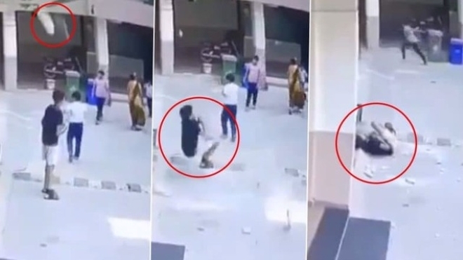 Clip: Kinh hãi bị chậu hoa rơi trúng đầu ở sân chơi, bé trai ngã gục rồi tử vong thương tâm
