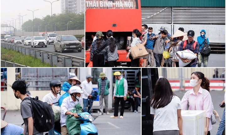 Ngày nghỉ lễ cuối cùng: Người dân lỉnh kỉnh đồ đạc, ùn ùn trở lại Hà Nội