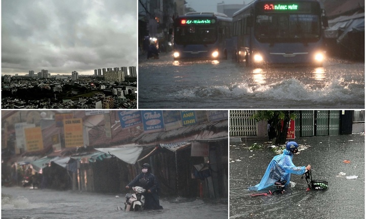 TP.HCM bất ngờ mưa to, trời đen kịt, sấm sét ầm ầm