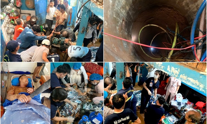Nghẹt thở cảnh giải cứu bố và con gái 9 tuổi rơi xuống dưới giếng sâu 35m