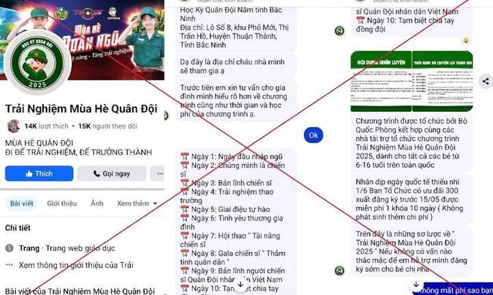 Cảnh giác khi đăng ký tham gia “Trại hè Quân đội” trên mạng xã hội