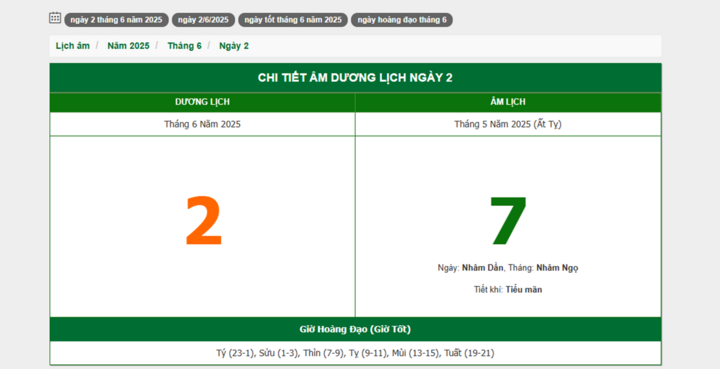 Hôm nay (2/6/2025), có phải ngày đẹp không?
