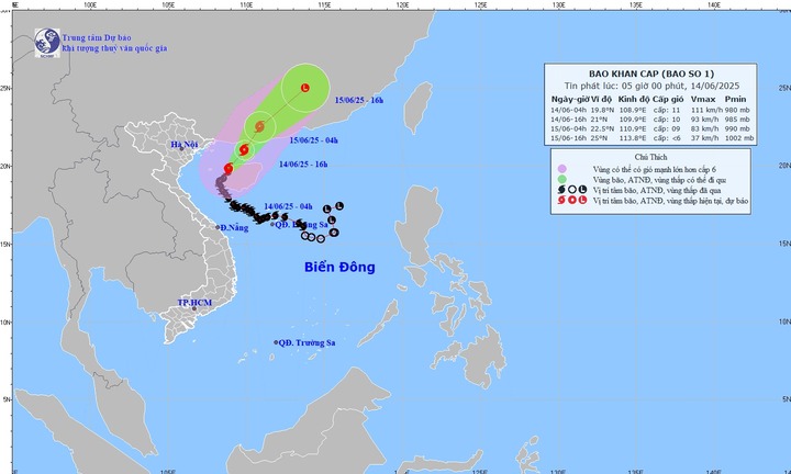 Diễn biến mới nhất bão số 1: Dự báo khi nào suy yếu thành áp thấp nhiệt đới?