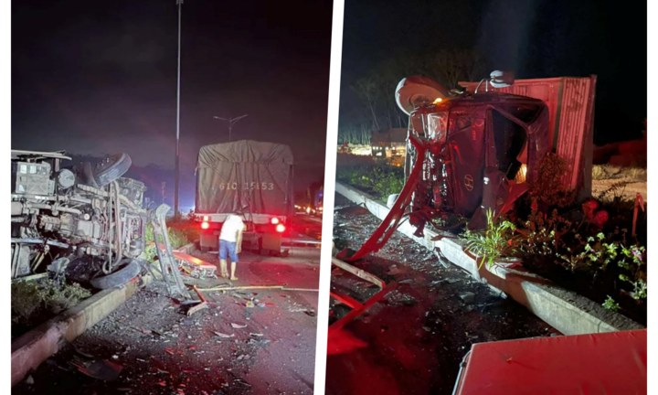 Xót xa hiện trường vụ tai nạn 2 xe tải tông trực diện ở Bình Dương, 4 người thương vong