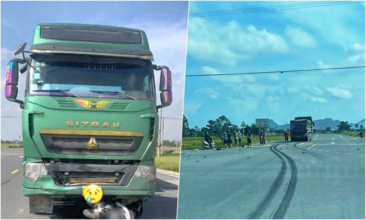 Hiện trường vụ xe máy va chạm ô tô tải, 2 người đàn ông tử vong ở Ninh Bình