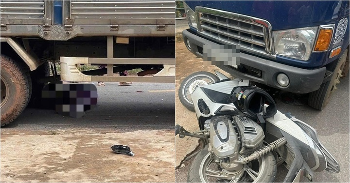 Hiện trường vụ xe máy va chạm với xe ô tô, đôi nam nữ thương vong