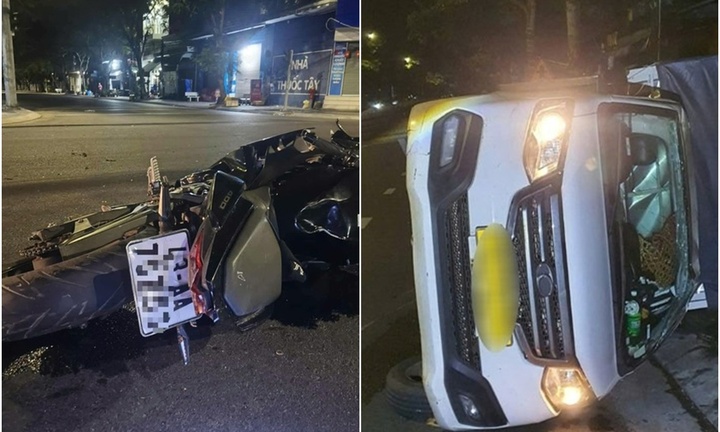 Clip: Kinh hoàng cảnh mô tô phân khối lớn tông lật xe tải ở TP.HCM