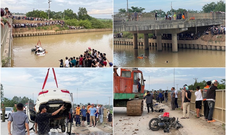 Vụ ô tô tông 2 xe máy rồi lao xuống sông ở Nghệ An: Xác định danh tính 2 người tử vong