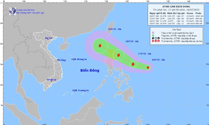 Diễn biến mới nhất áp thấp nhiệt đới gần Biển Đông
