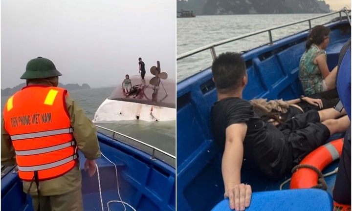 Clip: Hiện trường vụ lật tàu chở 53 người trên vịnh Hạ Long