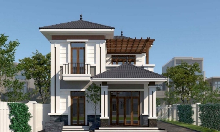 Mẫu nhà hình vuông 2 tầng