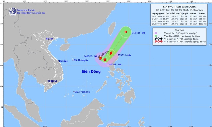 Thông tin mới nhất về bão số 4 tên Cỏ May hình thành trên Biển Đông