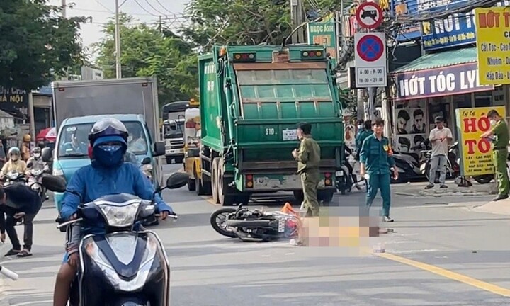 Hiện trường vụ xe cứu hộ kéo xe rác va chạm xe máy, một nam thanh niên tử vong ở TP.HCM
