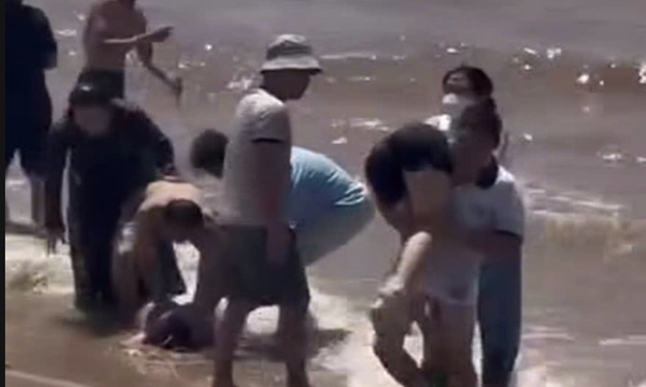 Kịp thời cứu 5 du khách gặp nạn khi tắm biển gần khu vực nhà thờ đổ ở Ninh Bình