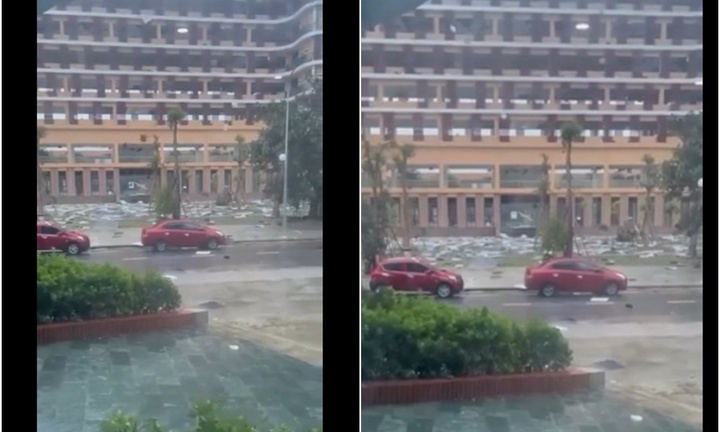 Clip: Bệnh viện Ung bướu Nghệ An bị bão Kajiki quần thảo, gây cảnh tượng khó tin