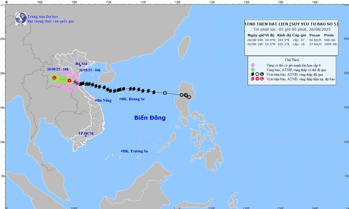 Bão số 5 suy yếu thành áp thấp nhiệt đới, Bắc Bộ và Bắc Trung Bộ vẫn tiếp tục mưa lớn
