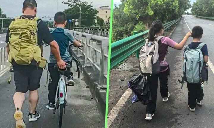 Cha dẫn hai con đi bộ 800 km, đeo balo nặng 5kg để rèn luyện ý chí