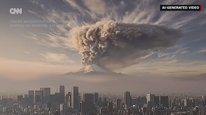 Nhật Bản công bố video AI mô phỏng cảnh núi Phú Sĩ phun trào