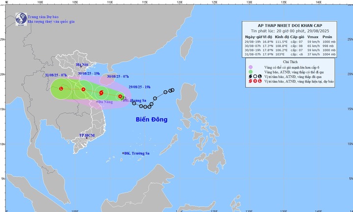 Dự báo áp thấp nhiệt đới mạnh lên thành bão trong ngày 30/8
