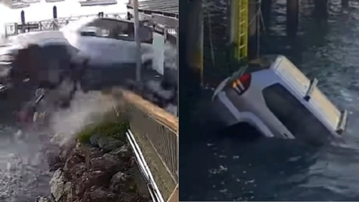 Clip: Khoảnh khắc nữ tài xế say rượu đâm gãy lan can, lao xuống nước