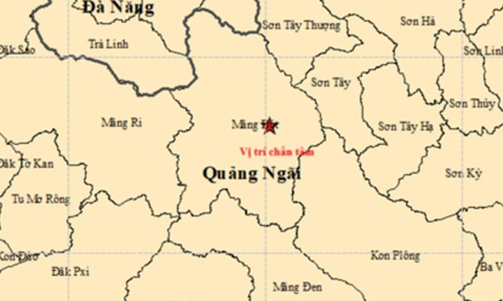 Xuất hiện động đất 4,5 độ ở Quảng Ngãi