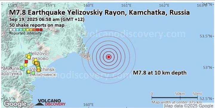 Động đất mạnh 7,8 độ ở Nga, kích hoạt cảnh báo sóng thần