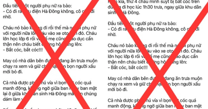 Công an Hà Nội bác bỏ thông tin học sinh cấp 2 suýt bị bắt cóc