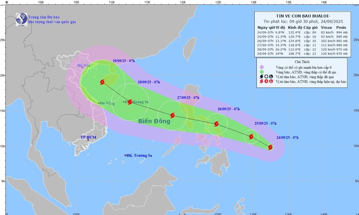 Bão Bualoi vừa hình thành, dự báo sẽ trở thành bão số 10 trên Biển Đông