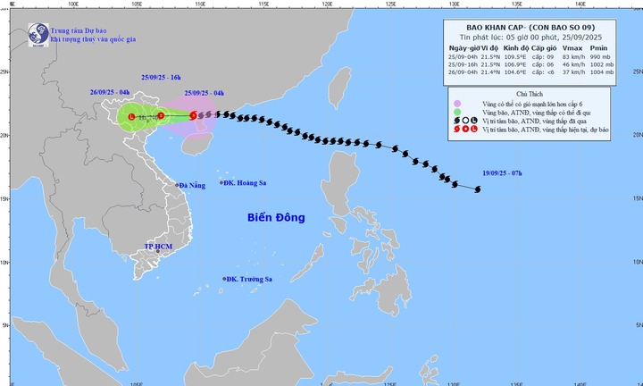 Tin mới nhất về cơn bão Ragasa- bão số 9: Cách Quảng Ninh 170km, tỉnh nào hứng mưa lớn?