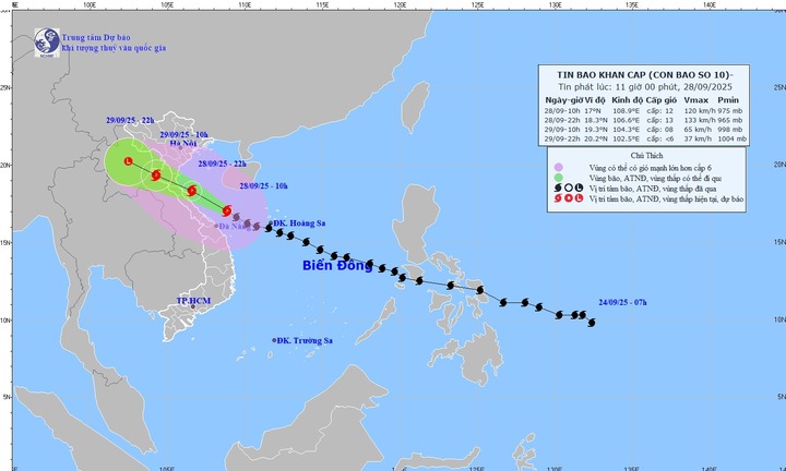 Tin bão số 10 mới nhất: Cách TP Huế khoảng 140km, có thể giật cấp 15