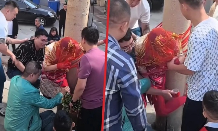 Cô dâu bật khóc nức nở khi bị bạn chú rể trói vào cột điện ngay trong ngày cưới