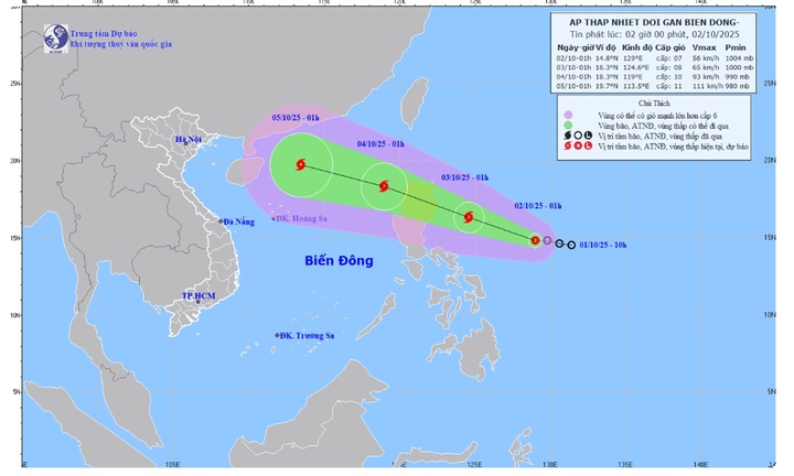 Tin tức mới nhất về ấp thấp nhiệt đới gần Biển Đông 