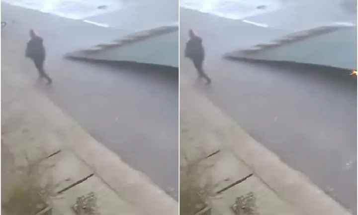 Clip: Gió lốc thổi mái tôn bay xuống đường, người dân thoát chết trong gang tấc