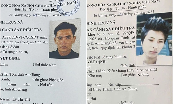 Công an tỉnh An Giang truy nã Danh Phụng và Nguyễn Văn Lâm 