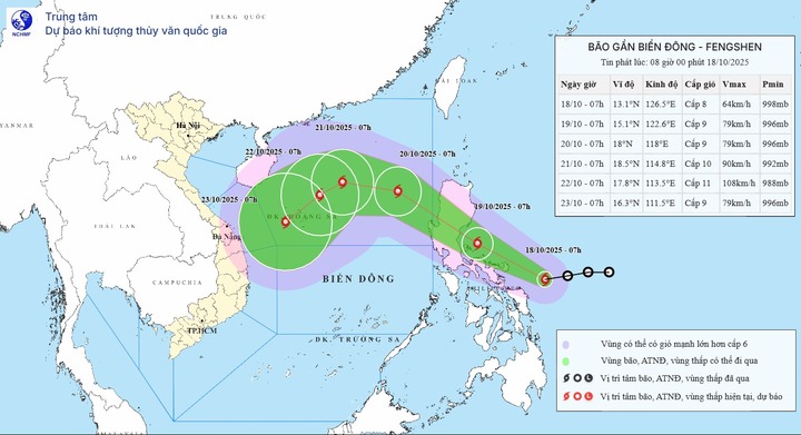 Tin mới nhất về cơn bão FENGSHEN: Mạnh cấp 8, giật cấp 10, gần vào Biển Đông
