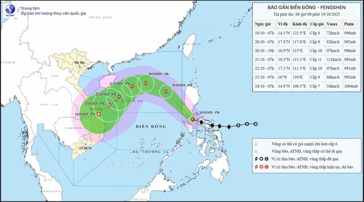 Bão Fengshen có thể đạt cường độ cực đại giật cấp 13 khi đi vào Biển Đông