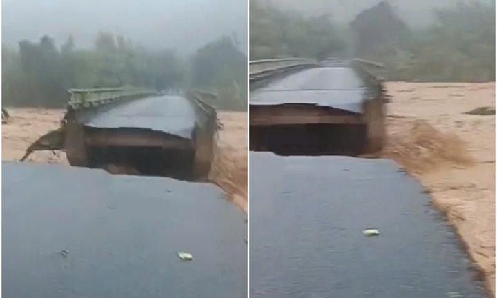 Lũ cuốn sập cầu ở Huế