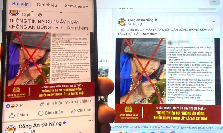 Tin cụ bà nhiều ngày không ăn uống trong mùa lũ là sai sự thật, công an mời người đăng video làm việc