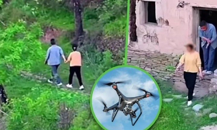 Chồng sử dụng flycam, bắt quả tang vợ ngoại tình trong căn nhà đất đổ nát
