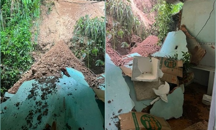 Sạt lở làm sập tường nhà dân ở Gia Lai