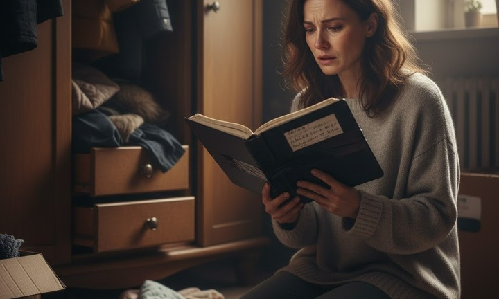 Cuốn sổ đặt sâu trong ngăn tủ 