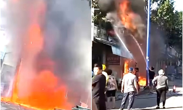 Clip: Lửa cháy rực, bao trùm cửa hàng kinh doanh giày dép ở TP.HCM