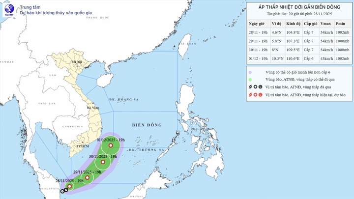 Tin tức dự báo thời tiết hôm nay 29/11: Áp thấp nhiệt đới gần Biển Đông