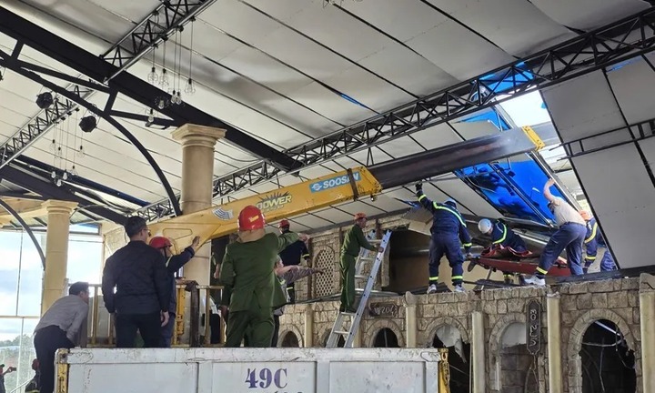 Sập dầm bê tông mái nhà hàng ở Lâm Đồng, nam công nhân bị đè tử vong