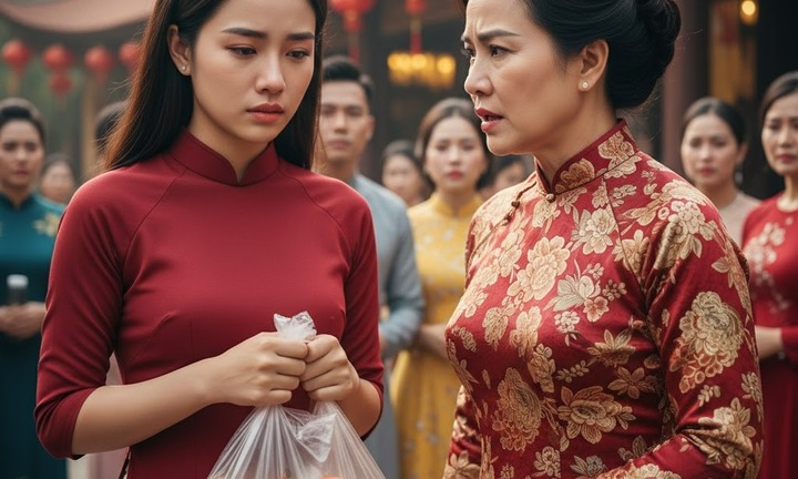 Con dâu đi ăn cỗ lấy phần, mẹ chồng phán một câu 